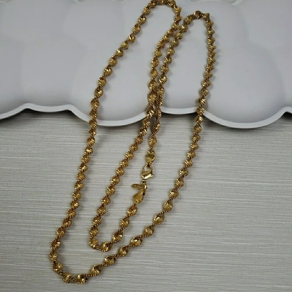 VTG Napier Sparkly Faceted Twist Rope Chain Necklace 28